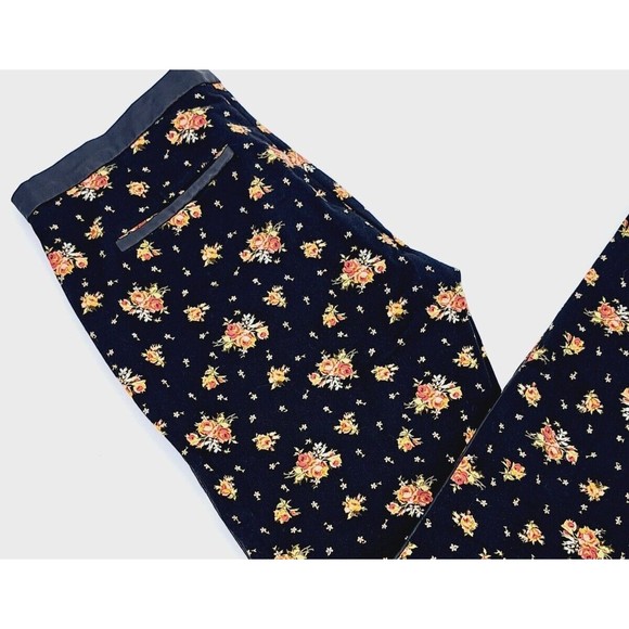 Zara Trafaluc Floral Mid Rise Ankle Zip Stretch Trouser Skinny Pants, Small 6 - Picture 2 of 9